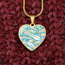 Load image into Gallery viewer, Angelic Feathers Pattern : Heart charm necklace, Gold or Silver Plated  with chain necklace- In luxury packaging - Free standard shipping
