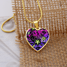 Load image into Gallery viewer, Glowing Flowers : Heart charm necklace, Gold or Silver Plated  with chain necklace- In luxury packaging - Free standard
