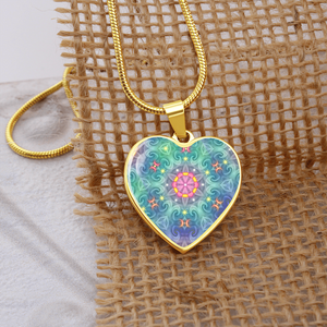 Magic Stardust main pattern : Heart charm necklace, Gold or Silver Plated  with chain necklace- In luxury packaging - Free standard shipping