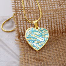 Load image into Gallery viewer, Angelic Feathers Pattern : Heart charm necklace, Gold or Silver Plated  with chain necklace- In luxury packaging - Free standard shipping
