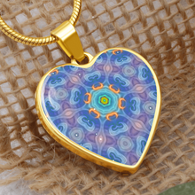 Load image into Gallery viewer, Magic Stardust purple pattern : Heart charm necklace, Gold or Silver Plated  with chain necklace- In luxury packaging - Free standard shipping
