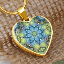 Load image into Gallery viewer, Magic Stardust green pattern: Heart charm necklace, Gold or Silver Plated  with chain necklace- In luxury packaging - Free standard shipping
