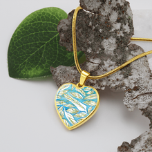 Load image into Gallery viewer, Angelic Feathers Pattern : Heart charm necklace, Gold or Silver Plated  with chain necklace- In luxury packaging - Free standard shipping
