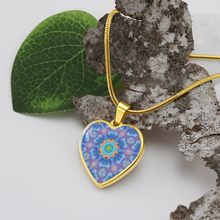 Load image into Gallery viewer, Magic Stardust purple pattern : Heart charm necklace, Gold or Silver Plated  with chain necklace- In luxury packaging - Free standard shipping
