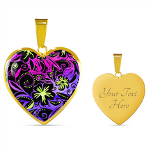 Load image into Gallery viewer, Glowing Flowers : Heart charm necklace, Gold or Silver Plated  with chain necklace- In luxury packaging - Free standard

