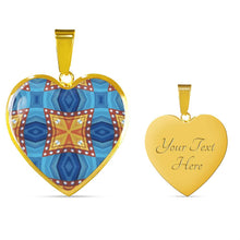 Load image into Gallery viewer, Byzantium Garden : Orange blue pattern, Heart charm necklace, Gold or Silver Plated  with chain necklace- In luxury packaging - Free standard shipping
