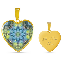 Load image into Gallery viewer, Magic Stardust green pattern: Heart charm necklace, Gold or Silver Plated  with chain necklace- In luxury packaging - Free standard shipping
