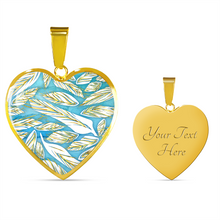 Load image into Gallery viewer, Angelic Feathers Pattern : Heart charm necklace, Gold or Silver Plated  with chain necklace- In luxury packaging - Free standard shipping

