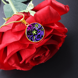 Glowing Flowers : Round Charm, Gold or Silver Plated, with strong chain necklace   - In luxury packaging - Free standard shipping