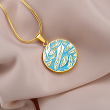 Load image into Gallery viewer, Angelic Feathers Pattern Round Charm, Gold or Silver Plated, with strong chain necklace   - In luxury packaging - Free standard shipping
