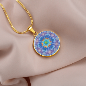 Magic Stardust - Purple Pattern : Round Charm, Gold or Silver Plated, with strong chain necklace   - In luxury packaging - Free standard shipping