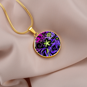 Glowing Flowers : Round Charm, Gold or Silver Plated, with strong chain necklace   - In luxury packaging - Free standard shipping