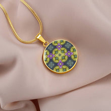 Load image into Gallery viewer, Byzantium Garden : Green pattern, Round Charm, Gold or Silver Plated, with strong chain necklace   - In luxury packaging - Free standard
