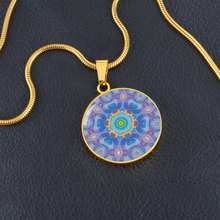 Load image into Gallery viewer, Magic Stardust - Purple Pattern : Round Charm, Gold or Silver Plated, with strong chain necklace   - In luxury packaging - Free standard shipping
