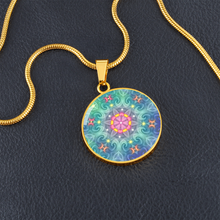 Load image into Gallery viewer, round 1-main Magic Stardust - Pattern : Round Charm, Gold or Silver Plated, with strong chain necklace   - In luxury packaging - Free standard shipping
