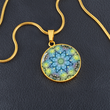 Load image into Gallery viewer, Magic Stardust - Green Pattern : Round Charm, Gold or Silver Plated, with strong chain necklace   - In luxury packaging - Free standard shipping
