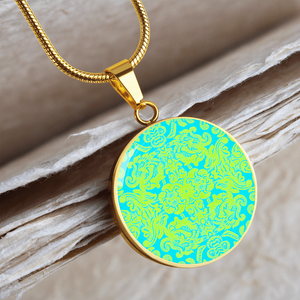 round template - Engraving Window Engraving Window: Round Charm, Gold or Silver Plated, with strong chain necklace   - In luxury packaging - Free standard shipping
