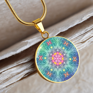 round 1-main Magic Stardust - Pattern : Round Charm, Gold or Silver Plated, with strong chain necklace   - In luxury packaging - Free standard shipping