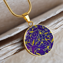 Load image into Gallery viewer, Nightfall Celebration : Round Charm, Gold or Silver Plated, with strong chain necklace   - In luxury packaging - Free standard shipping

