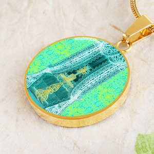 round template - Engraving Window2 Engraving Window: Round Charm, Gold or Silver Plated, with strong chain necklace   - In luxury packaging - Free standard shipping