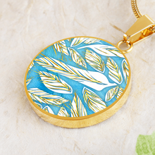 Load image into Gallery viewer, Angelic Feathers Pattern Round Charm, Gold or Silver Plated, with strong chain necklace   - In luxury packaging - Free standard shipping
