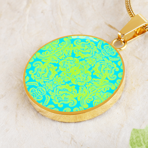 round template - Engraving Window Engraving Window: Round Charm, Gold or Silver Plated, with strong chain necklace   - In luxury packaging - Free standard shipping