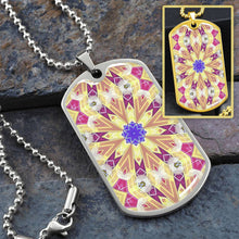 Load image into Gallery viewer, Byzantium Garden : Gold pattern Soldiers’ tag necklace, Gold or Silver Plated  with chain - In luxury packaging - Free standard shipping
