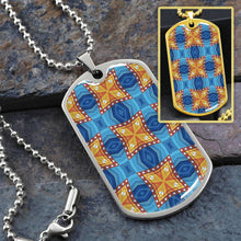 Load image into Gallery viewer, Byzantium Garden : Orange blue Pattern, Soldiers’ tag necklace, Gold or Silver Plated with chain - In luxury packaging - Free standard shipping
