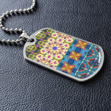 Load image into Gallery viewer, Byzantium Garden : Mixed Pattern, Soldiers’ tag necklace, Gold or Silver Plated with chain - In luxury packaging - Free standard shipping
