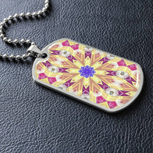 Load image into Gallery viewer, Byzantium Garden : Gold pattern Soldiers’ tag necklace, Gold or Silver Plated  with chain - In luxury packaging - Free standard shipping
