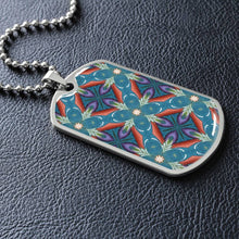 Load image into Gallery viewer, Byzantium Garden : Blue pattern, Soldiers’ tag necklace, Gold or Silver Plated with chain - In luxury packaging - Free standard shipping
