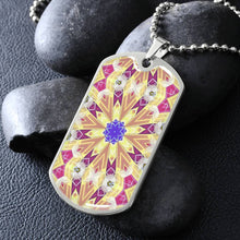 Load image into Gallery viewer, Byzantium Garden : Gold pattern Soldiers’ tag necklace, Gold or Silver Plated  with chain - In luxury packaging - Free standard shipping
