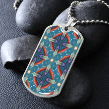 Load image into Gallery viewer, Byzantium Garden : Blue pattern, Soldiers’ tag necklace, Gold or Silver Plated with chain - In luxury packaging - Free standard shipping
