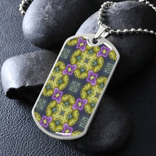 Load image into Gallery viewer, Byzantium Garden : Green Pattern, Soldiers’ tag necklace, Gold or Silver Plated with chain - In luxury packaging - Free standard shipping
