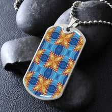Load image into Gallery viewer, Byzantium Garden : Orange blue Pattern, Soldiers’ tag necklace, Gold or Silver Plated with chain - In luxury packaging - Free standard shipping
