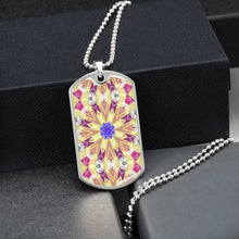 Load image into Gallery viewer, Byzantium Garden : Gold pattern Soldiers’ tag necklace, Gold or Silver Plated  with chain - In luxury packaging - Free standard shipping
