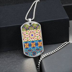 Byzantium Garden : Mixed Pattern, Soldiers’ tag necklace, Gold or Silver Plated with chain - In luxury packaging - Free standard shipping