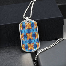 Load image into Gallery viewer, Byzantium Garden : Orange blue Pattern, Soldiers’ tag necklace, Gold or Silver Plated with chain - In luxury packaging - Free standard shipping
