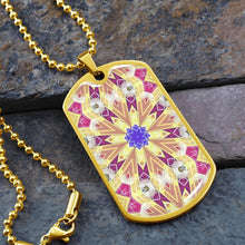 Load image into Gallery viewer, Byzantium Garden : Gold pattern Soldiers’ tag necklace, Gold or Silver Plated  with chain - In luxury packaging - Free standard shipping
