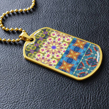 Load image into Gallery viewer, Byzantium Garden : Mixed Pattern, Soldiers’ tag necklace, Gold or Silver Plated with chain - In luxury packaging - Free standard shipping
