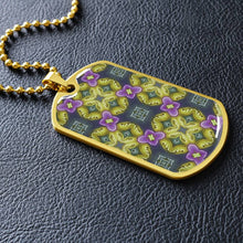 Load image into Gallery viewer, Byzantium Garden : Green Pattern, Soldiers’ tag necklace, Gold or Silver Plated with chain - In luxury packaging - Free standard shipping
