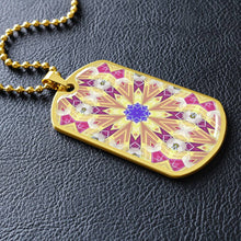 Load image into Gallery viewer, Byzantium Garden : Gold pattern Soldiers’ tag necklace, Gold or Silver Plated  with chain - In luxury packaging - Free standard shipping
