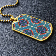 Load image into Gallery viewer, Byzantium Garden : Blue pattern, Soldiers’ tag necklace, Gold or Silver Plated with chain - In luxury packaging - Free standard shipping
