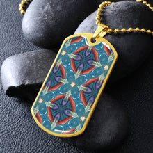 Load image into Gallery viewer, Byzantium Garden : Blue pattern, Soldiers’ tag necklace, Gold or Silver Plated with chain - In luxury packaging - Free standard shipping
