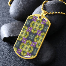 Load image into Gallery viewer, Byzantium Garden : Green Pattern, Soldiers’ tag necklace, Gold or Silver Plated with chain - In luxury packaging - Free standard shipping
