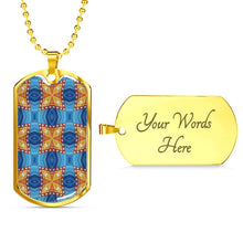 Load image into Gallery viewer, Byzantium Garden : Orange blue Pattern, Soldiers’ tag necklace, Gold or Silver Plated with chain - In luxury packaging - Free standard shipping
