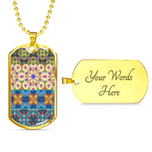 Load image into Gallery viewer, Byzantium Garden : Mixed Pattern, Soldiers’ tag necklace, Gold or Silver Plated with chain - In luxury packaging - Free standard shipping
