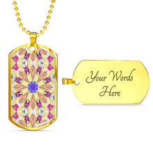 Load image into Gallery viewer, Byzantium Garden : Gold pattern Soldiers’ tag necklace, Gold or Silver Plated  with chain - In luxury packaging - Free standard shipping
