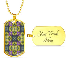 Load image into Gallery viewer, Byzantium Garden : Green Pattern, Soldiers’ tag necklace, Gold or Silver Plated with chain - In luxury packaging - Free standard shipping
