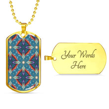 Load image into Gallery viewer, Byzantium Garden : Blue pattern, Soldiers’ tag necklace, Gold or Silver Plated with chain - In luxury packaging - Free standard shipping
